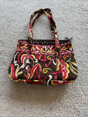 Vera Bradley Quilted Shoulder Bag in Brown, Pink & Yellow